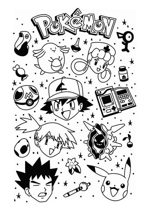 Bedst i det mindste Mursten Plakat: Pokemon Af ANGVS - Pokemon - Grafisk kunst af berømte karakterer  fra Pokemon i sort og hvid. - Inzpero Danmark