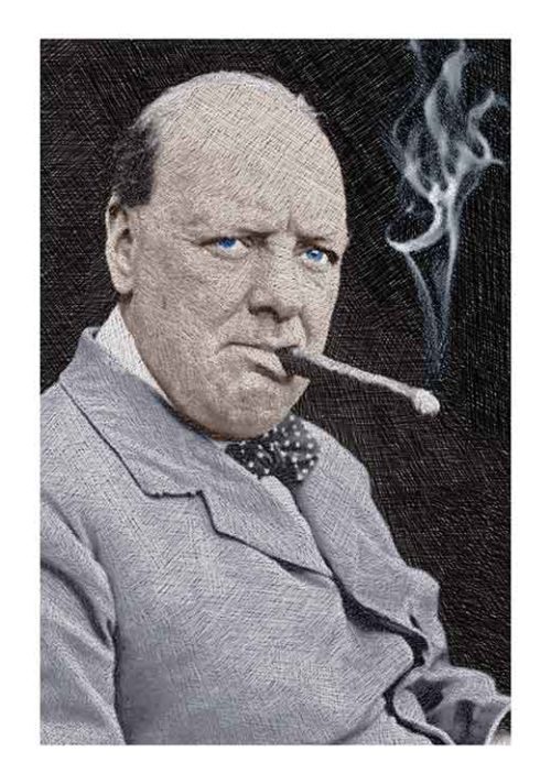 Winston Churchill With Homburg Bow Tie Cigar - Tony Rubino