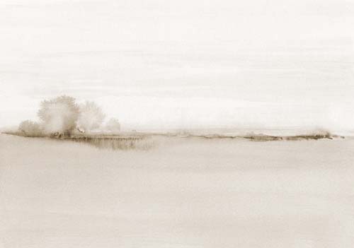 Watercolor Landscape No. 8 Soft Beige - Nouveau Prints